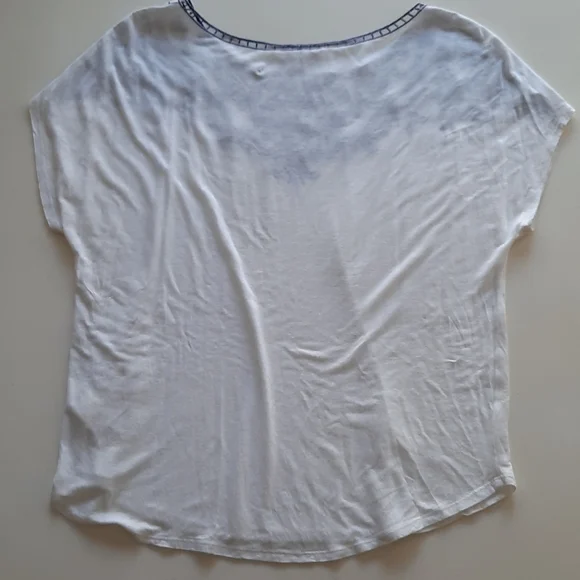Ella Moss blue white embroidered tshirt small - Picture 4 of 11